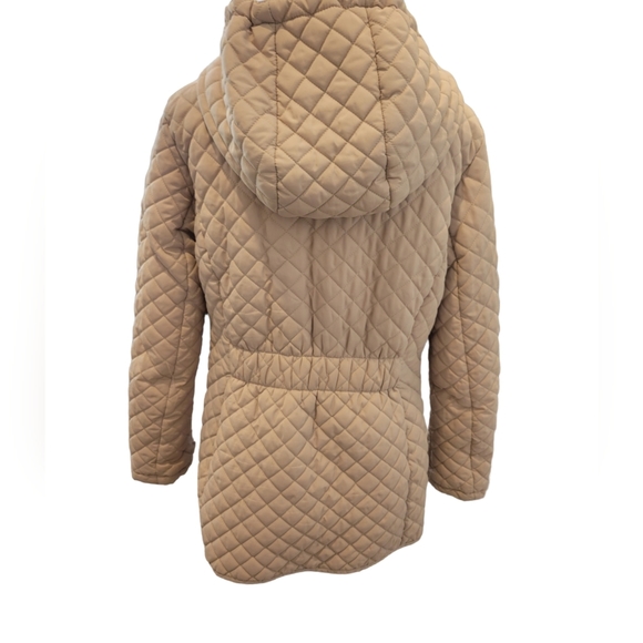 Beautiful Kenneth Cole Hooded Quilted Light Tan Jacket Size L - Picture 2 of 6